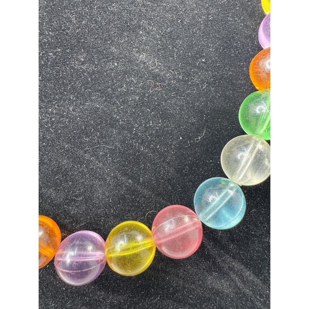 Vintage Rainbow Translucent Bead Necklace Multi Color Jelly Bead 26 Inch Brass - Picture 2 of 4
